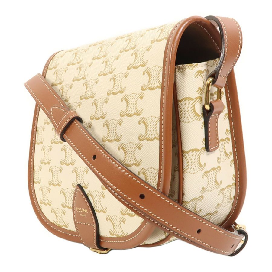 CELINE 塗層帆布Folco Medium金扣肩背袋-2
