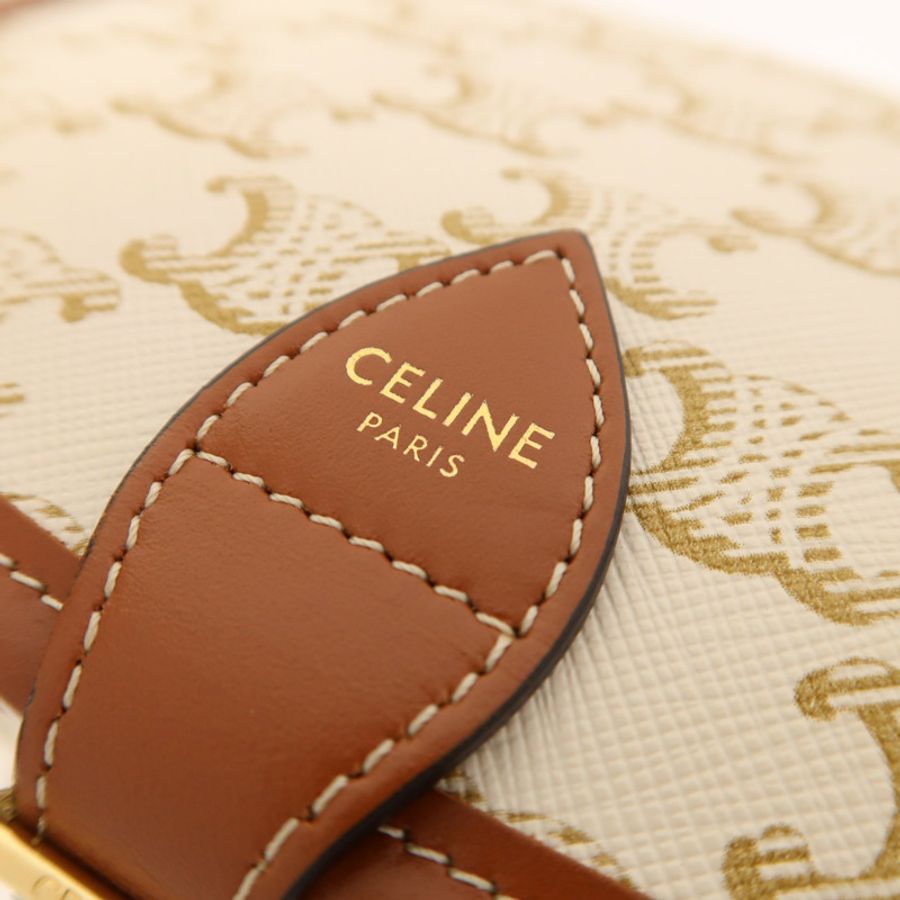 CELINE 塗層帆布Folco Medium金扣肩背袋-5