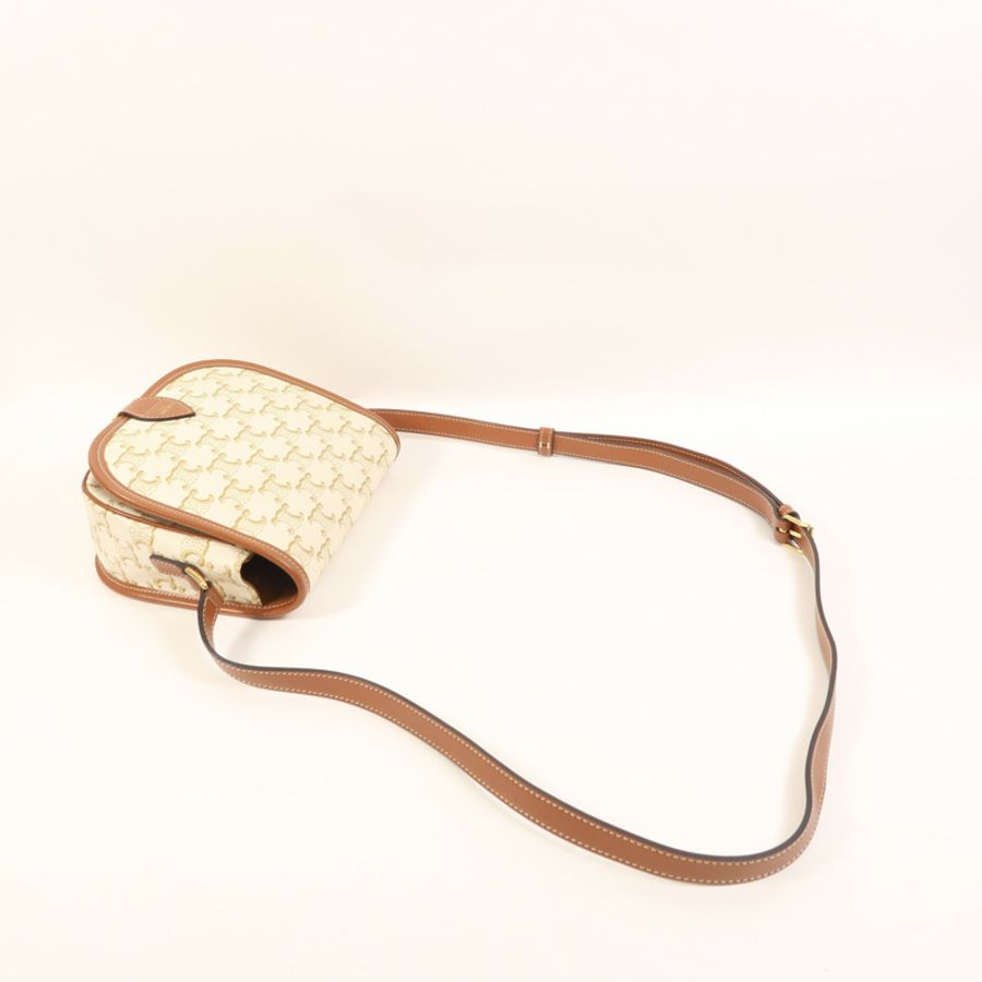CELINE 塗層帆布Folco Medium金扣肩背袋-7