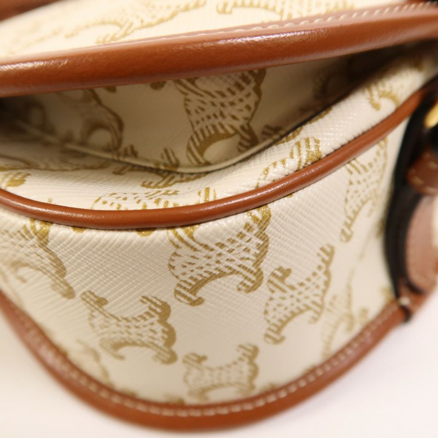CELINE 塗層帆布Folco Medium金扣肩背袋-10