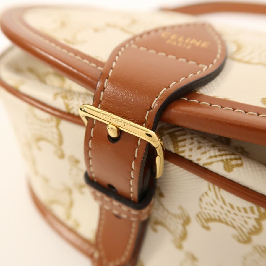 CELINE 塗層帆布Folco Medium金扣肩背袋-15