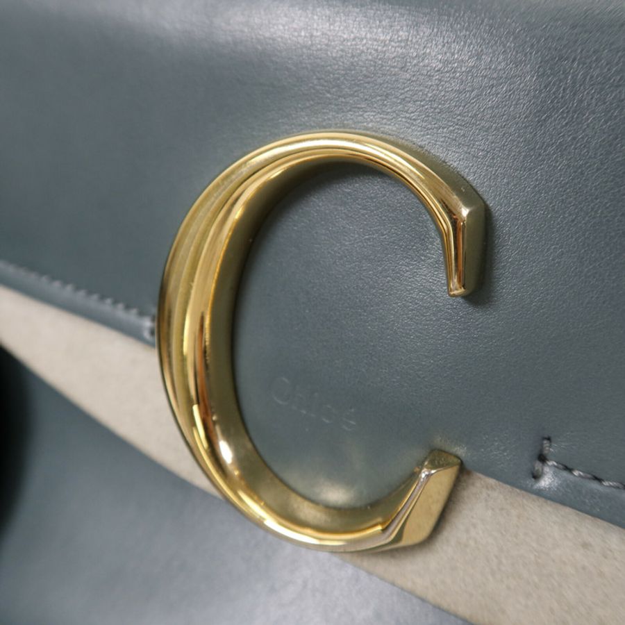 Chloe 牛皮皮革Small C Double Carry Bag金扣肩背袋-6