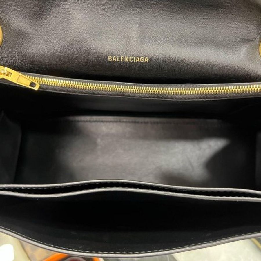 東區正精品㊣BALENCIAGA Crush 716393 巴黎世家黑色牛皮B金釦金鍊翻蓋沙漏包雙鍊肩背包斜背包 RZ6145-4