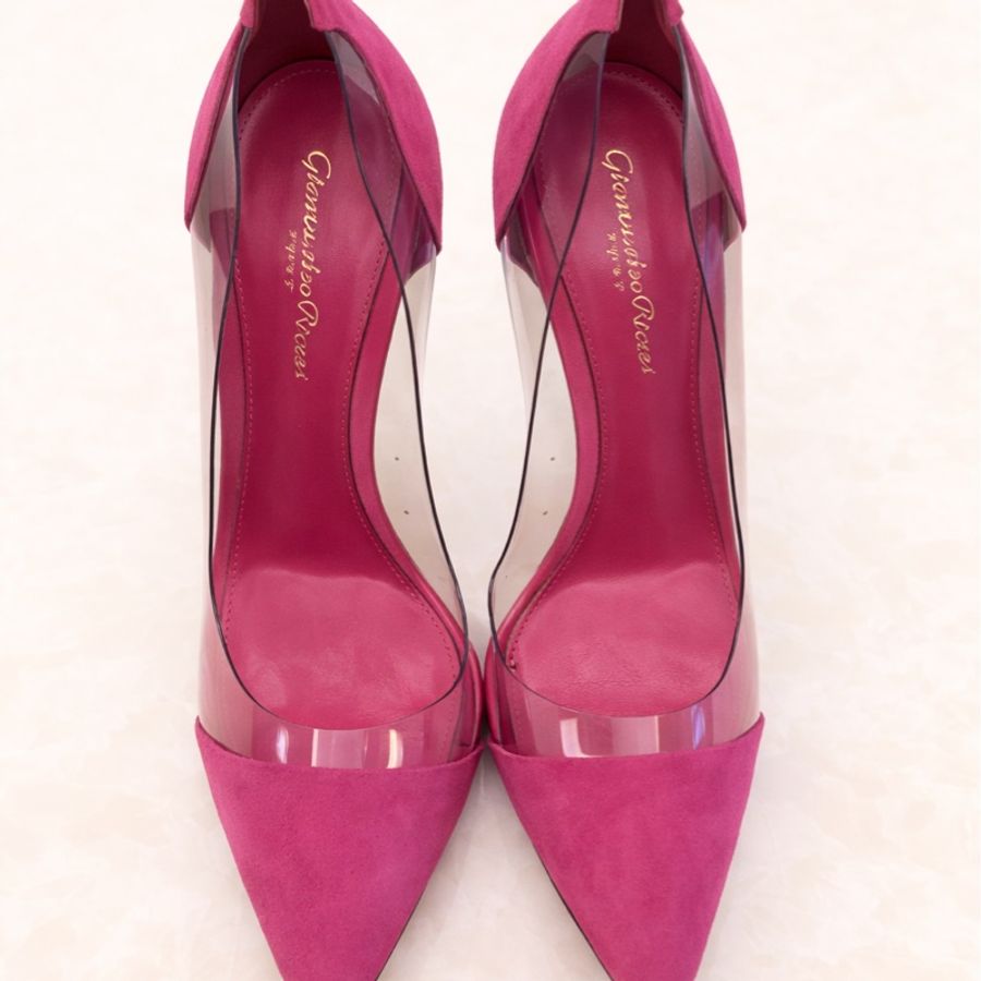 Gianvito Rossi Plexi 限量訂製色高跟鞋|麂皮+透明設計-3