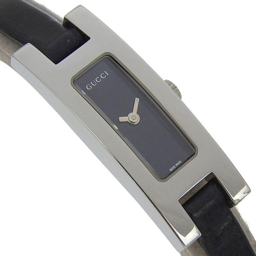 Gucci GUCCI 3900L 女士腕錶,不鏽鋼錶殼搭配皮革錶帶,石英指針式顯示,黑色錶盤。-2