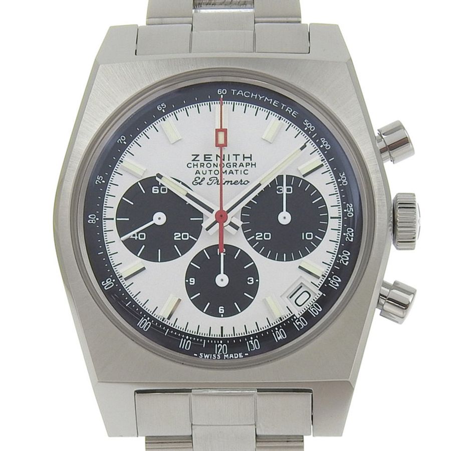 真力時 Chronomaster Revival El Primero 腕錶 50 週年限量版 型號 03.A384.400 不鏽鋼自動計時碼錶 白色錶盤 男士腕錶-0