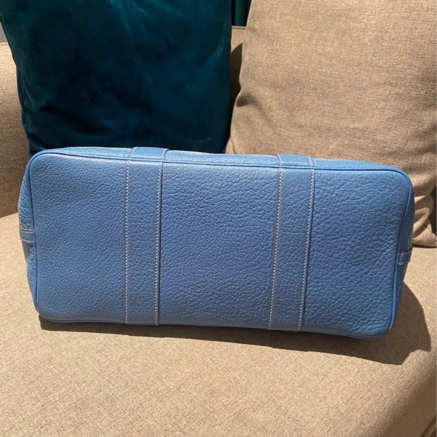 Hermès Garden Party 36 花園包藍色帆布拼皮-3