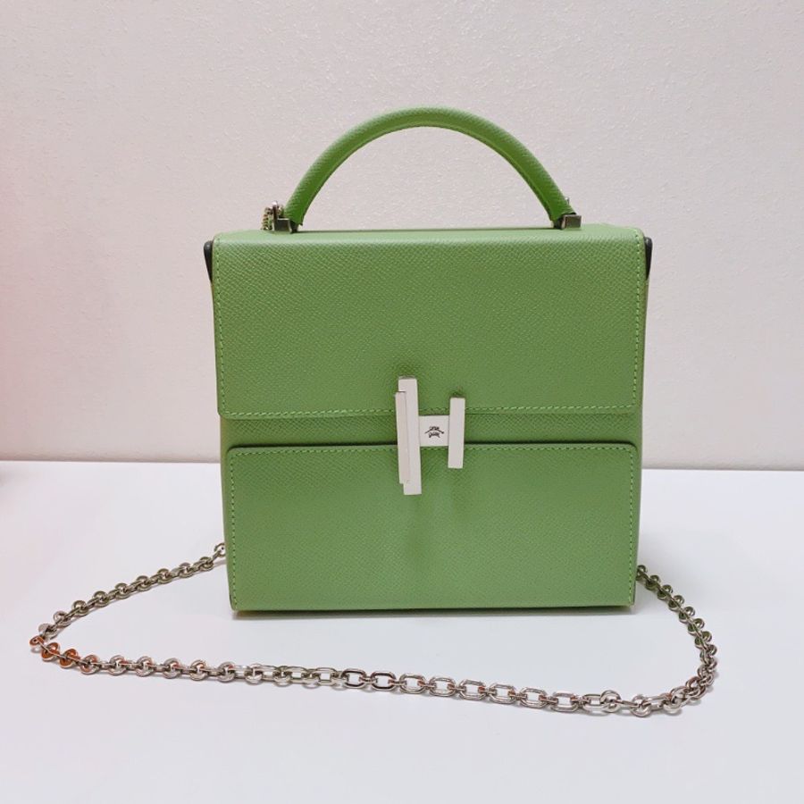 Hermes Cinhetic big 3i酪梨綠盒子肩背斜背包18×17×10 98新配件盒子塵袋-2
