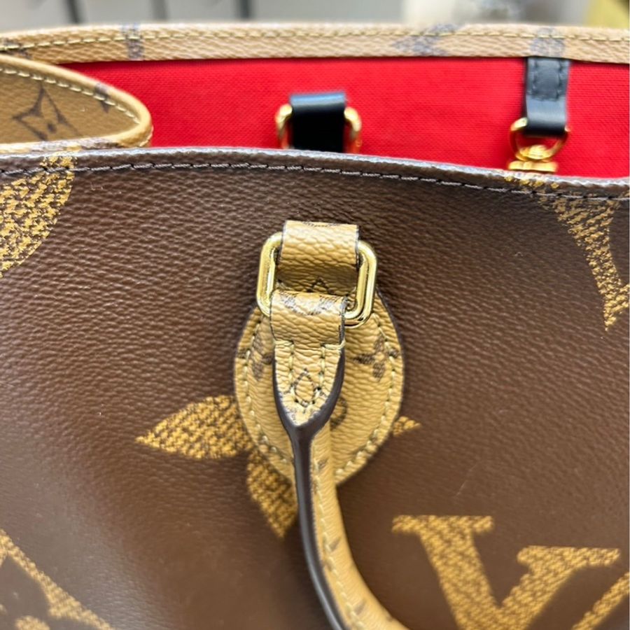 ☕️路易威登托特包LV老花雙拼色onthego MM手提肩背托特包M45321-28