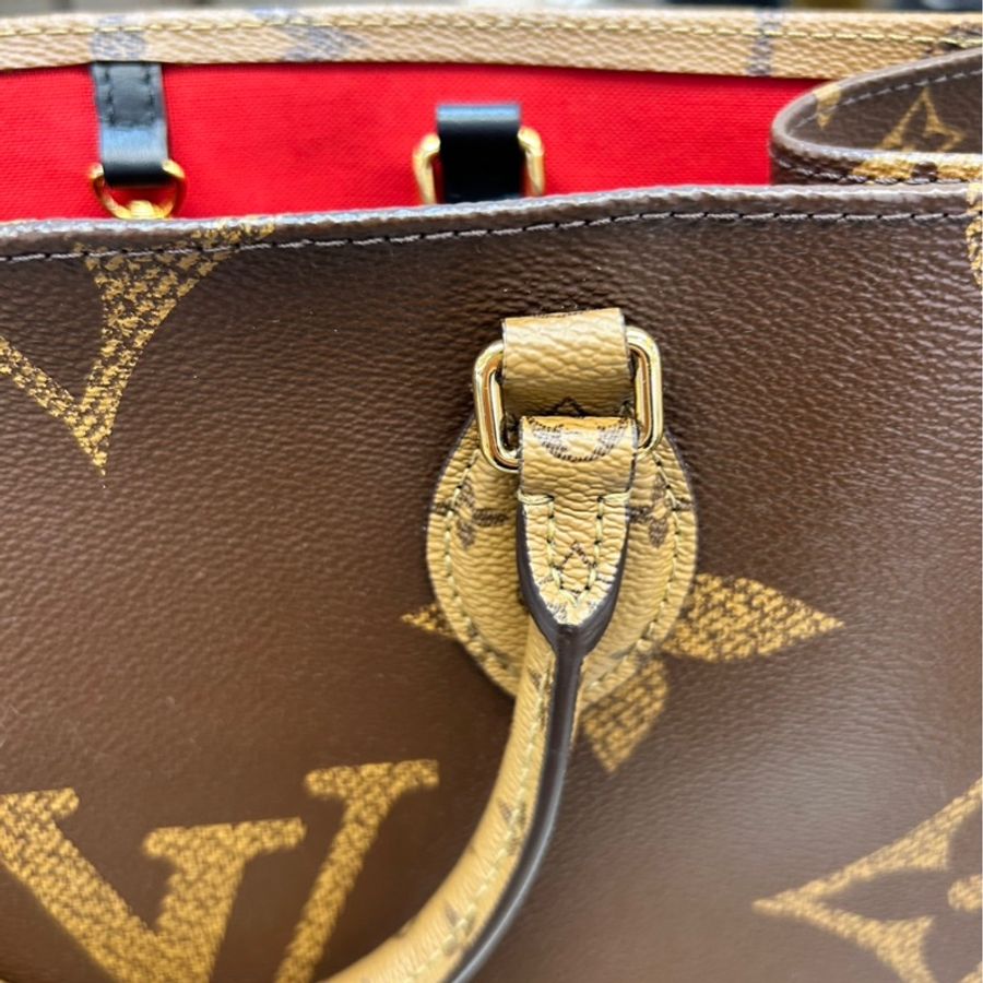 ☕️路易威登托特包LV老花雙拼色onthego MM手提肩背托特包M45321-29