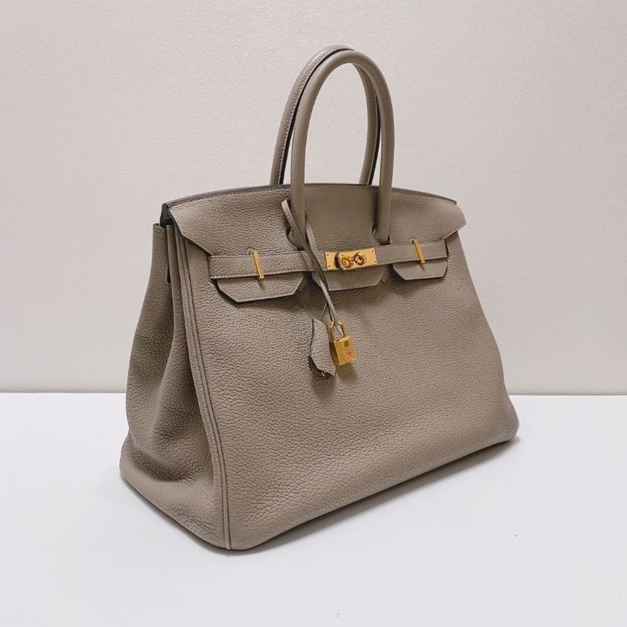 Hermes 銀河灰瀝青灰金扣Brikin35手提包togo皮 35*24*19 98新配件鑰匙鎖塵袋雨衣-5