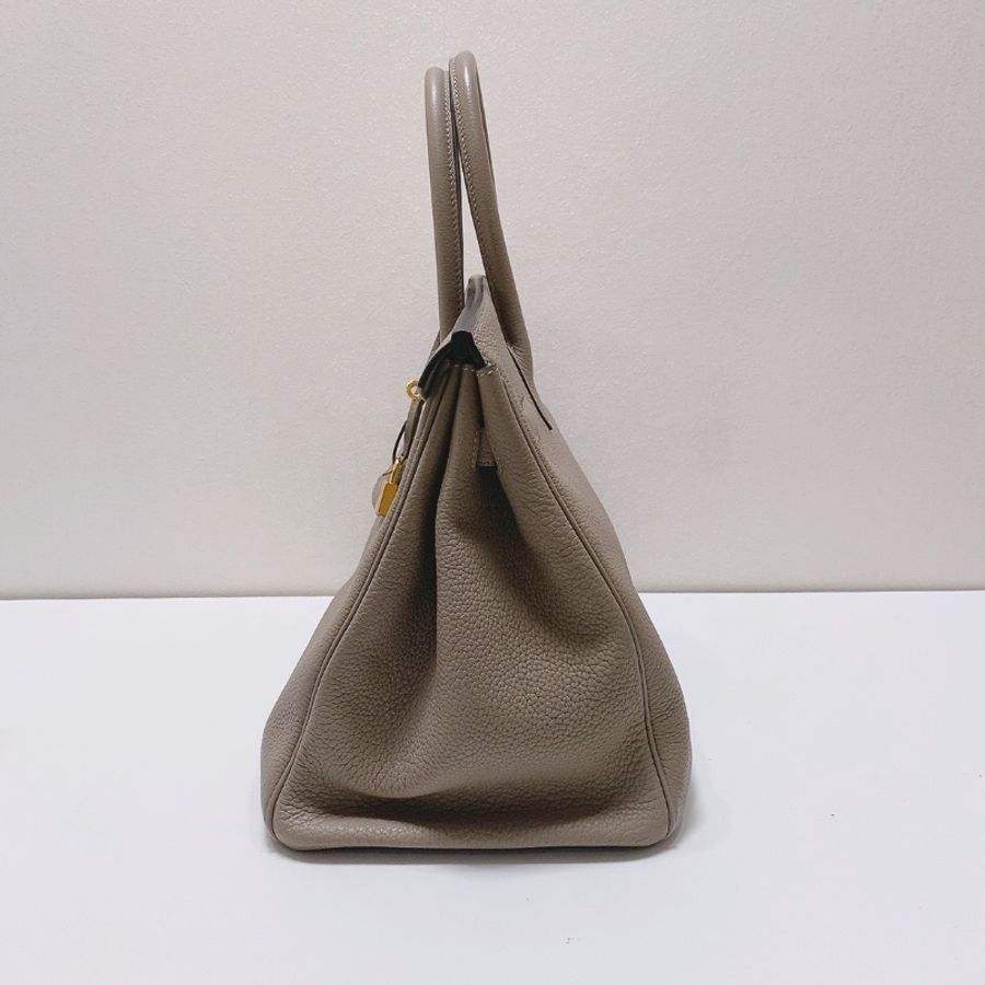 Hermes 銀河灰瀝青灰金扣Brikin35手提包togo皮 35*24*19 98新配件鑰匙鎖塵袋雨衣-6