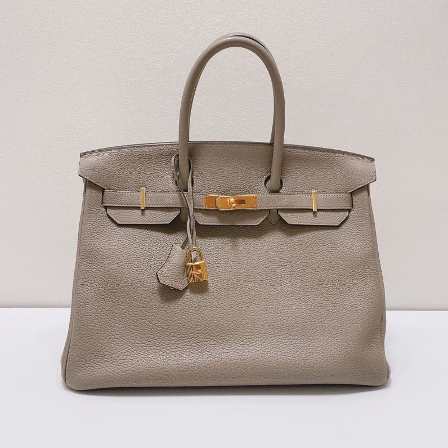 Hermes 銀河灰瀝青灰金扣Brikin35手提包togo皮 35*24*19 98新配件鑰匙鎖塵袋雨衣-7