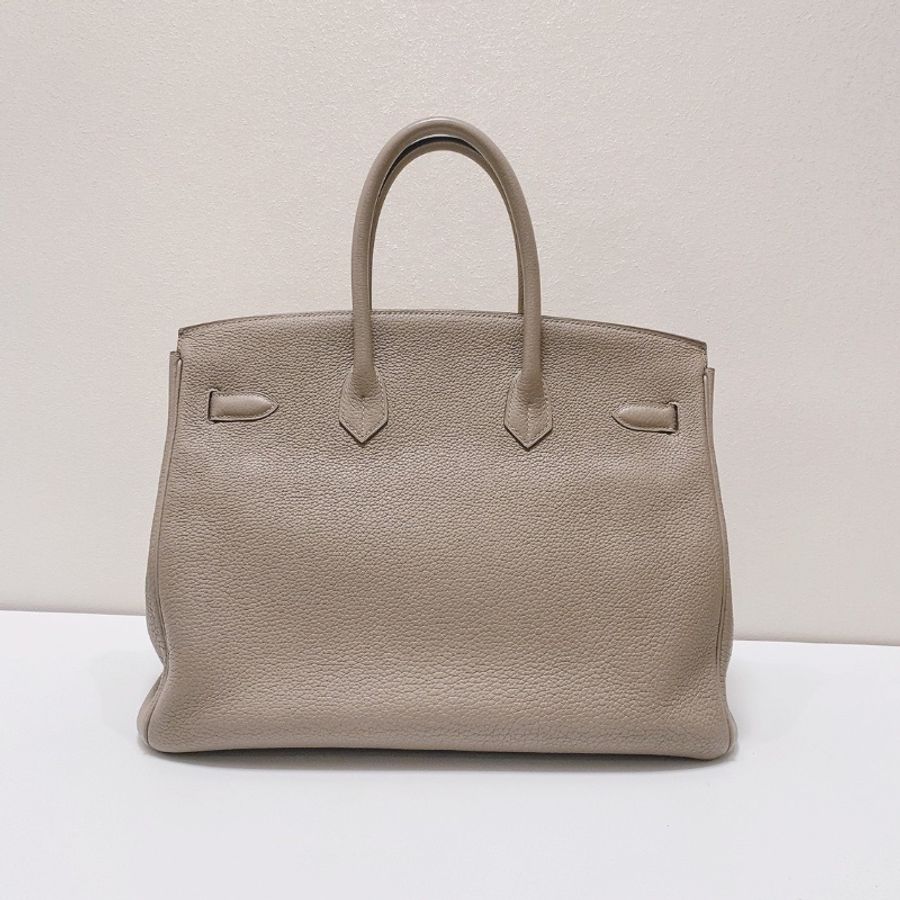 Hermes 銀河灰瀝青灰金扣Brikin35手提包togo皮 35*24*19 98新配件鑰匙鎖塵袋雨衣-8