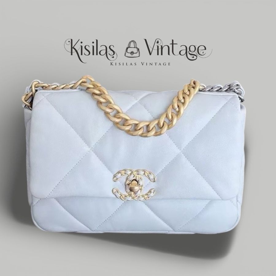 Chanel 19bag small淺藍色-0