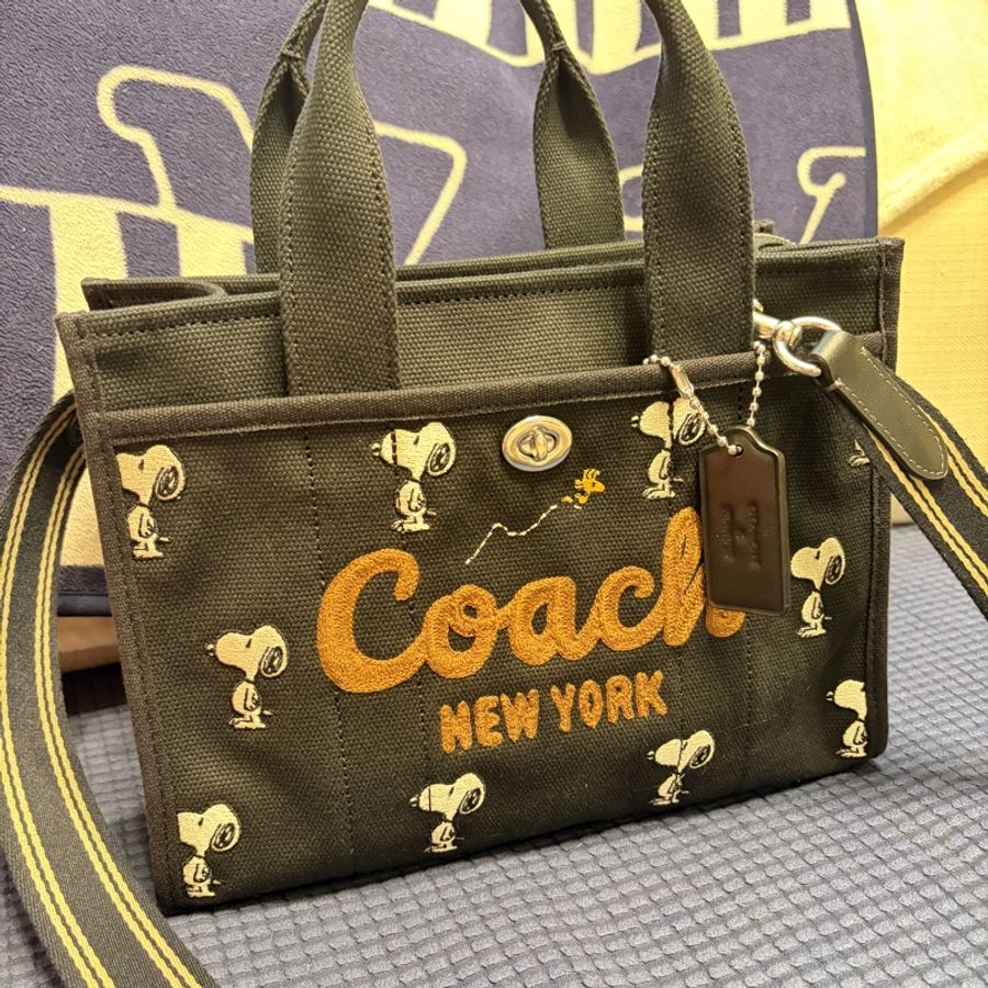 Coach 聯名Snoopy 刺繡帆布托特包 二手-5