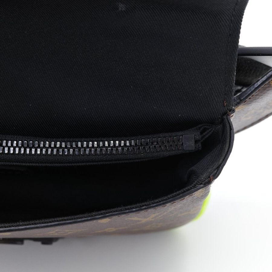 Louis Vuitton 路易威登 S-Lock 老花 深棕色 螢光黃 塗層帆布 斜背包-12