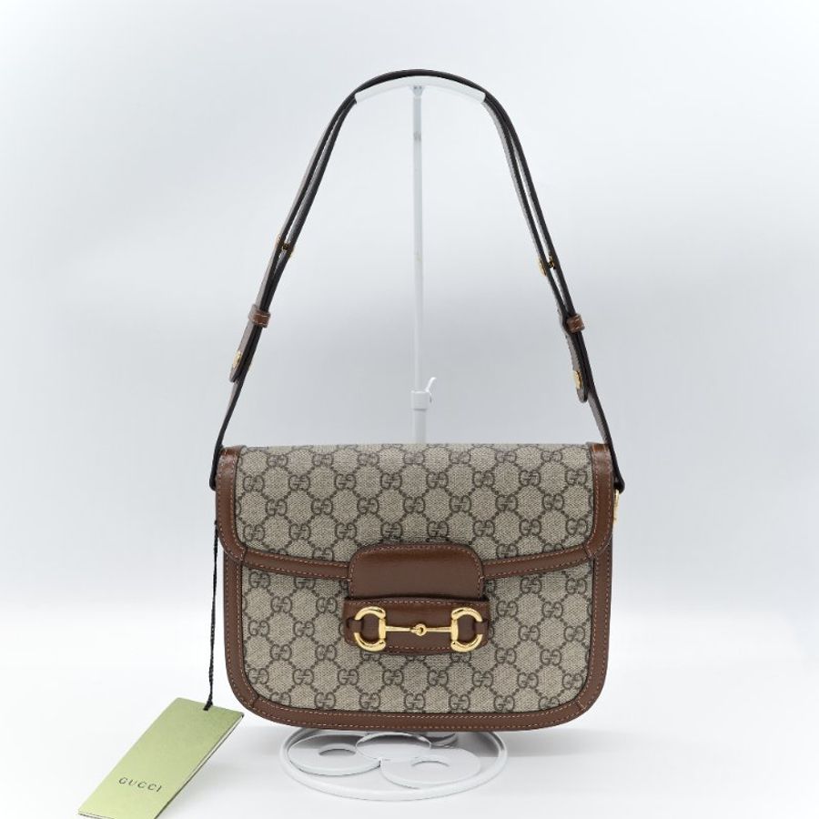 Gucci 古馳 1955 烏木色 棕色牛皮 經典花紋 單肩包 馬鞍包-2