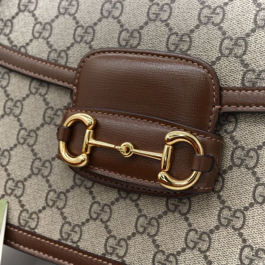 Gucci 古馳 1955 烏木色 棕色牛皮 經典花紋 單肩包 馬鞍包-9