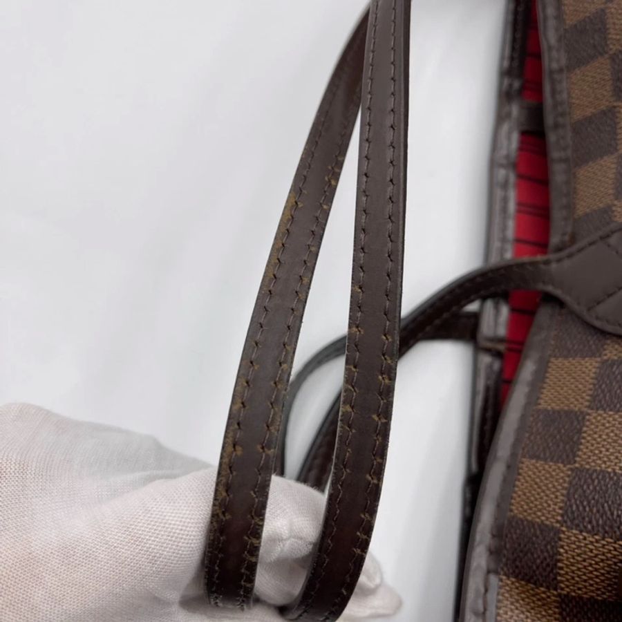 Lv路易威登/Louis Vuitton neverfull中號棋盤格購物袋無子袋款,紅色內里 尺寸:31x 28 x 14cm-6