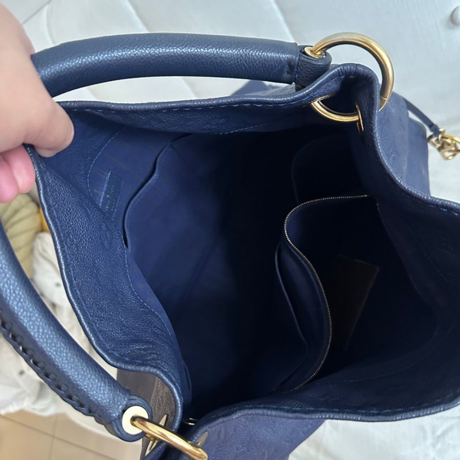 品牌: Louis Vuitton (路易威登) 型號: Artsy MM 深藍全皮編織手把肩包/手提包-10