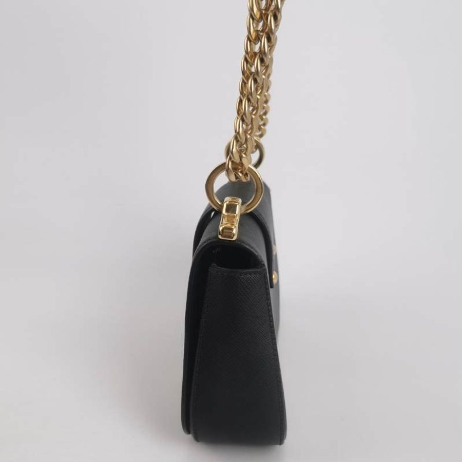 Prada Sidonie牛皮純色字母logo書封式插扣單肩包-2