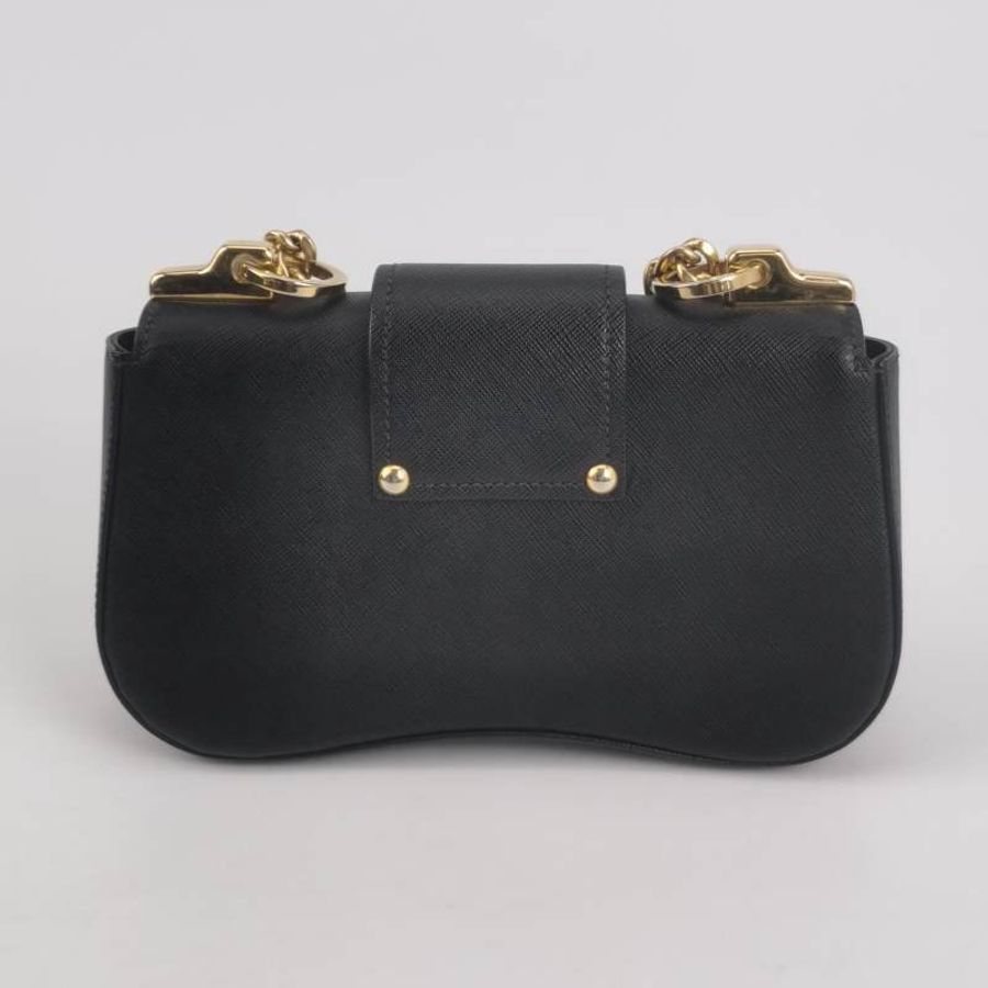 Prada Sidonie牛皮純色字母logo書封式插扣單肩包-4