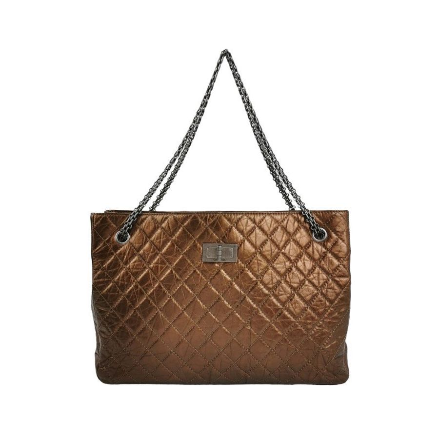 Chanel 2.55 Bag油蠟皮純色菱格絎縫矩形旋扣單肩包-0