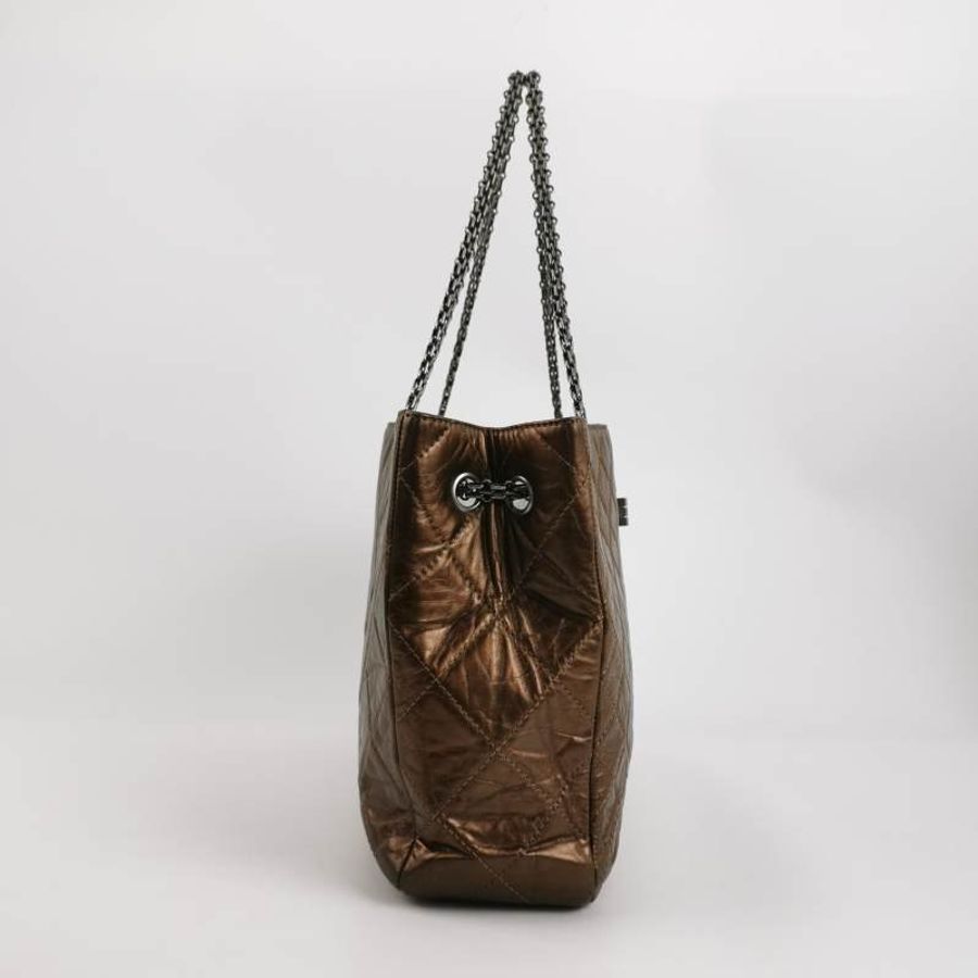 Chanel 2.55 Bag油蠟皮純色菱格絎縫矩形旋扣單肩包-3