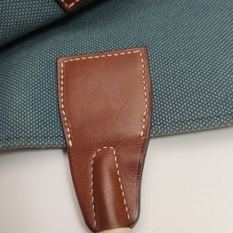 Hermes Steeple單肩包帆布Hunter牛皮藍色棕色框P刻-10