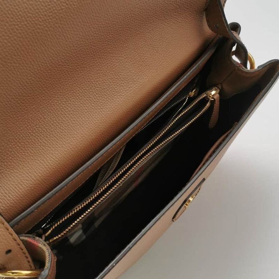 Burberry Camberley中號牛皮帆布純色字母logo單肩包-6