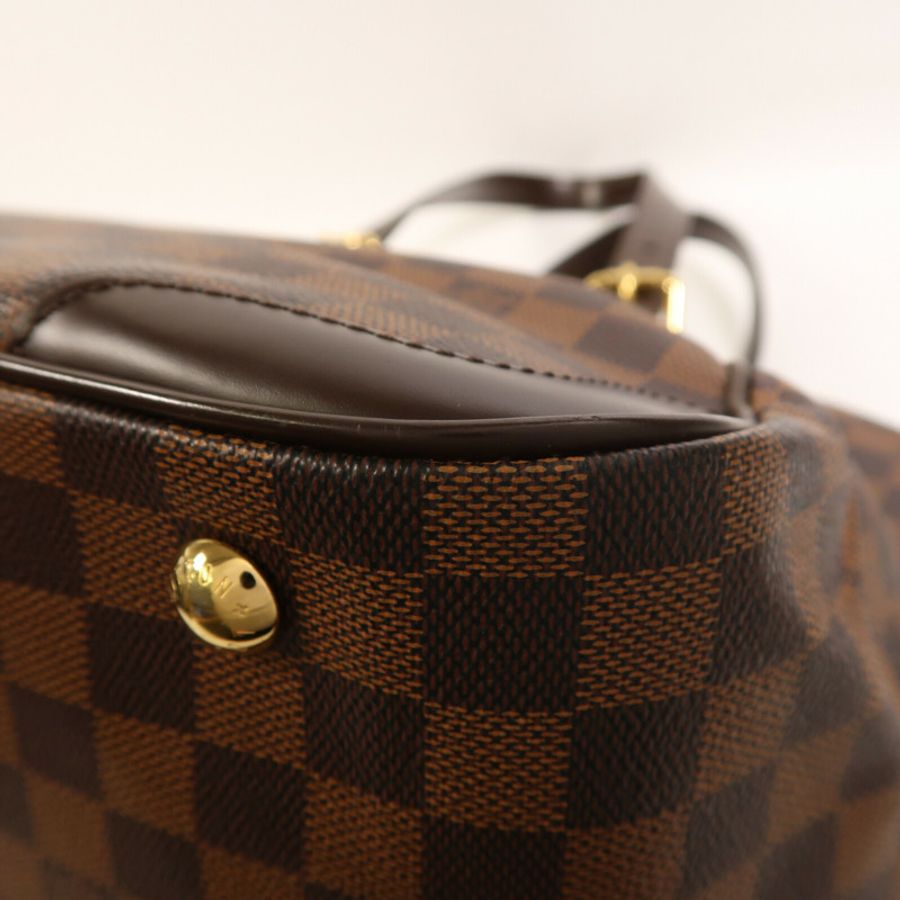 LOUIS VUITTON Damier Verona MM金扣肩背袋棕色-6