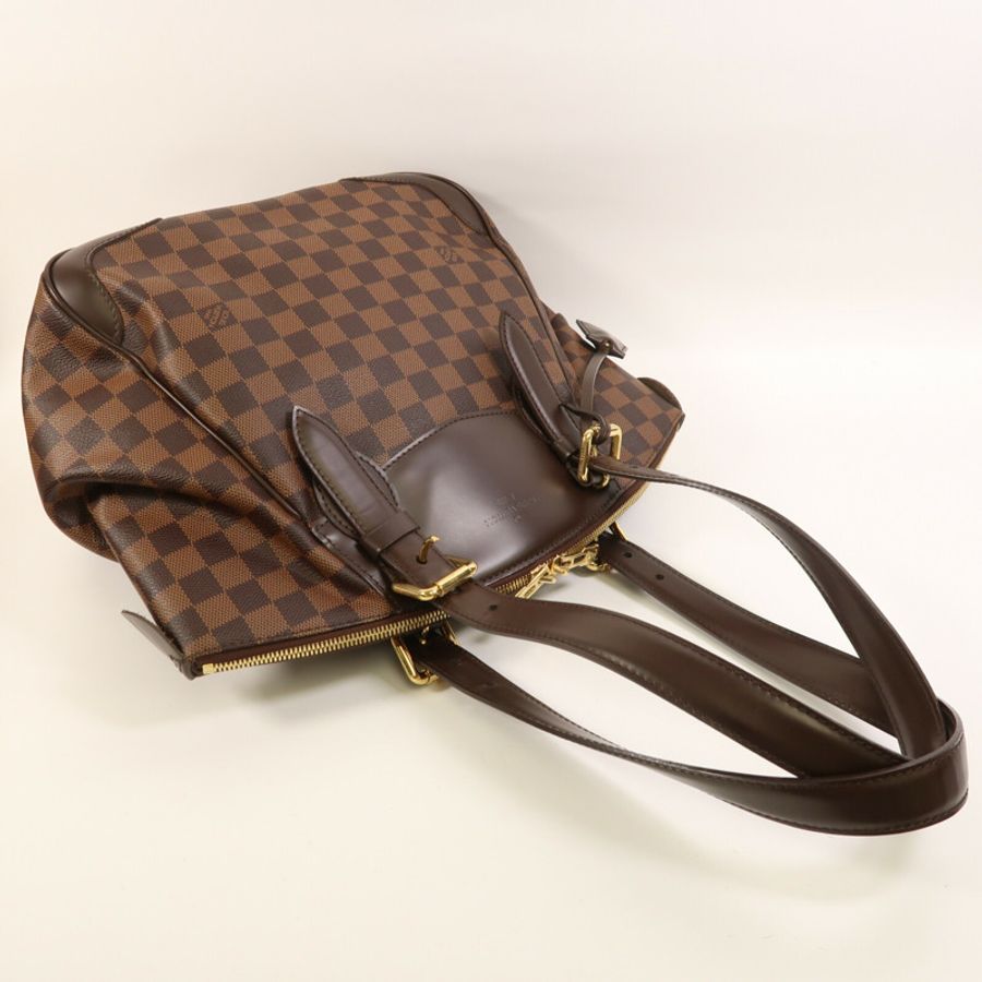 LOUIS VUITTON Damier Verona MM金扣肩背袋棕色-8