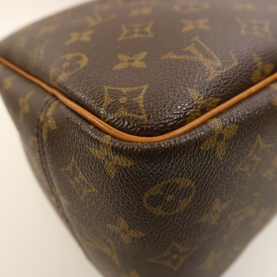 LOUIS VUITTON Monogram Deauville金扣手挽袋棕色-7