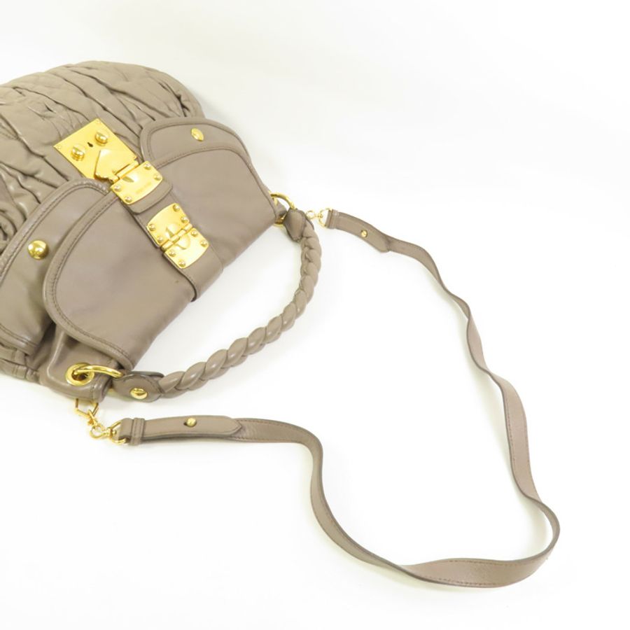 Miu Miu 羊皮皮革Shoulder Bag金扣手挽肩背兩用袋-4