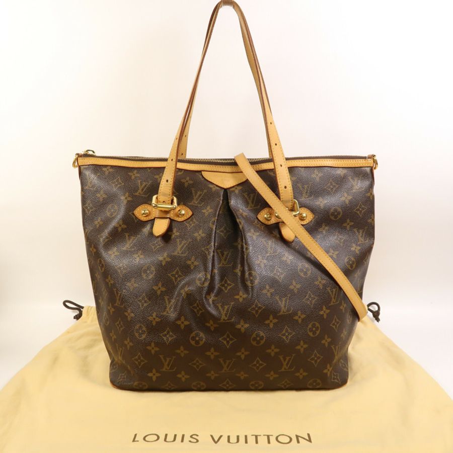LOUIS VUITTON Monogram Palermo GM金扣手挽肩背兩用袋棕色-22