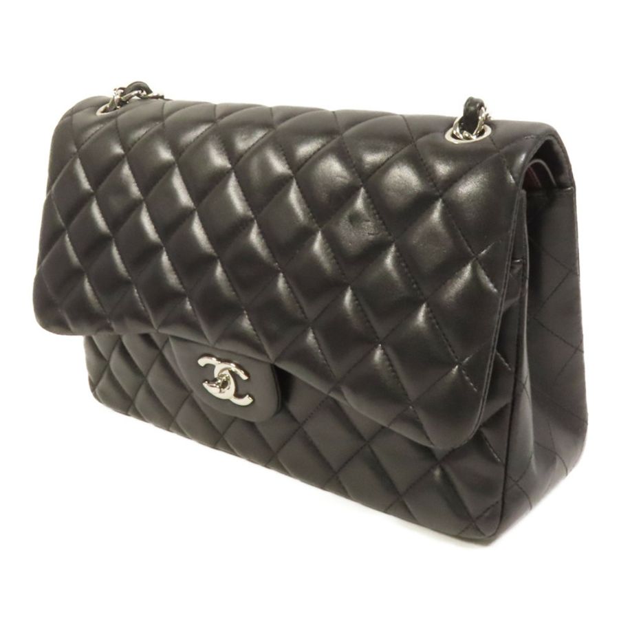 CHANEL 羊皮皮革Large Classic銀扣鏈帶肩背袋-2
