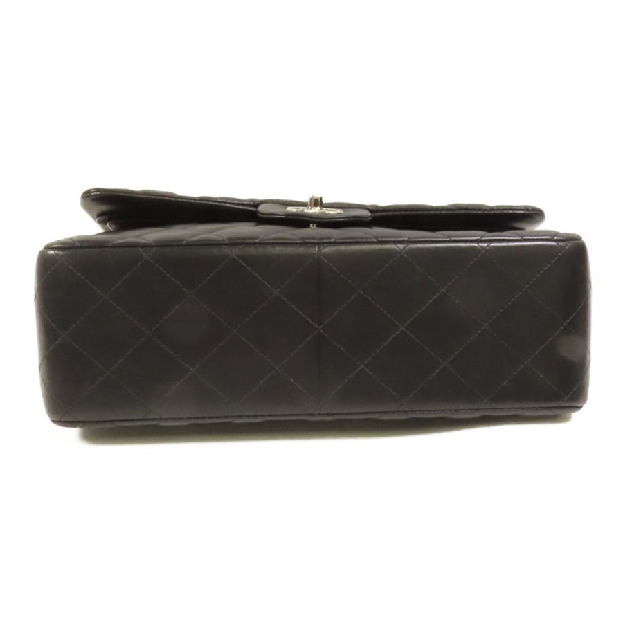 CHANEL 羊皮皮革Large Classic銀扣鏈帶肩背袋-3