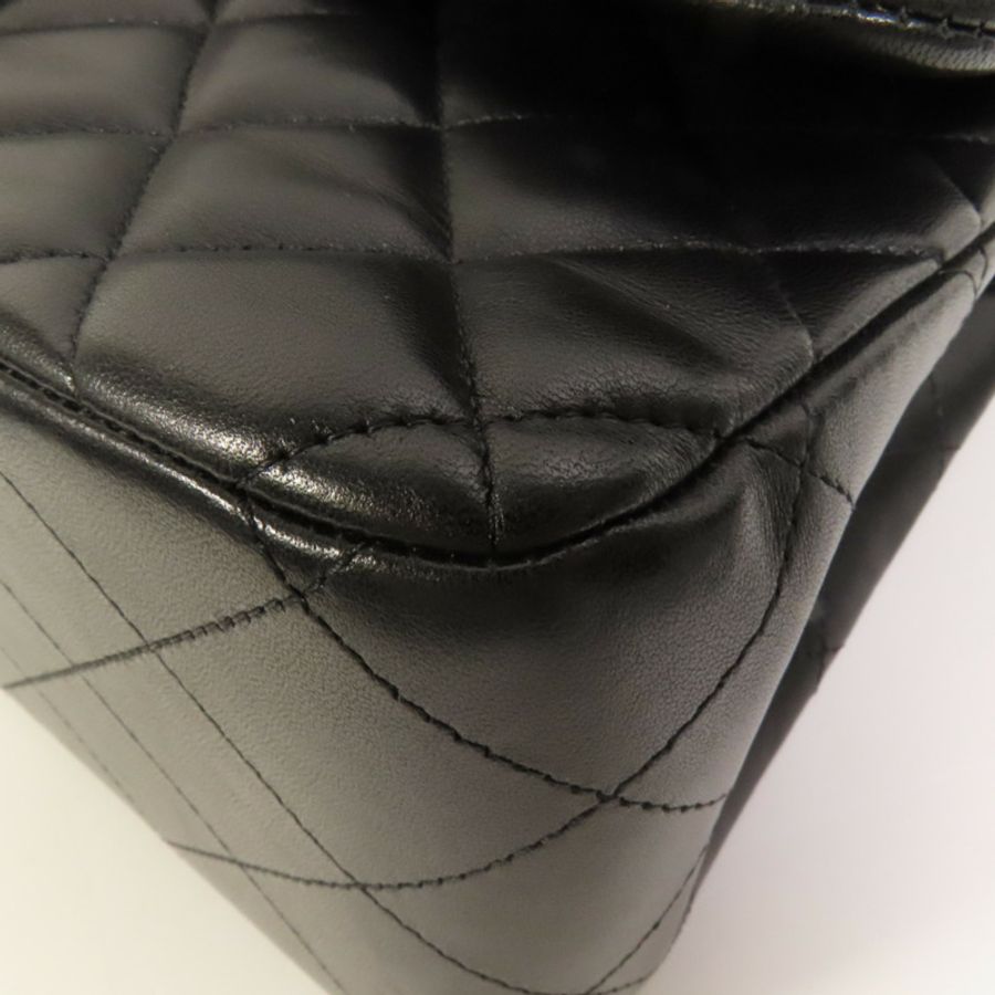 CHANEL 羊皮皮革Large Classic銀扣鏈帶肩背袋-11