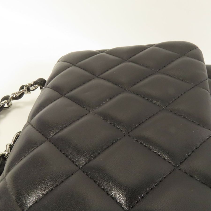 CHANEL 羊皮皮革Large Classic銀扣鏈帶肩背袋-15