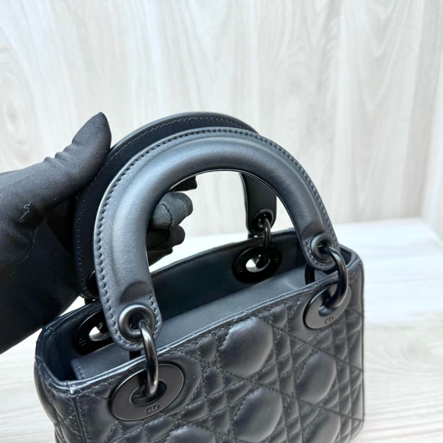 DIOR黑色啞光小牛皮LADY DIOR MINI黛妃M0505SLOI-13