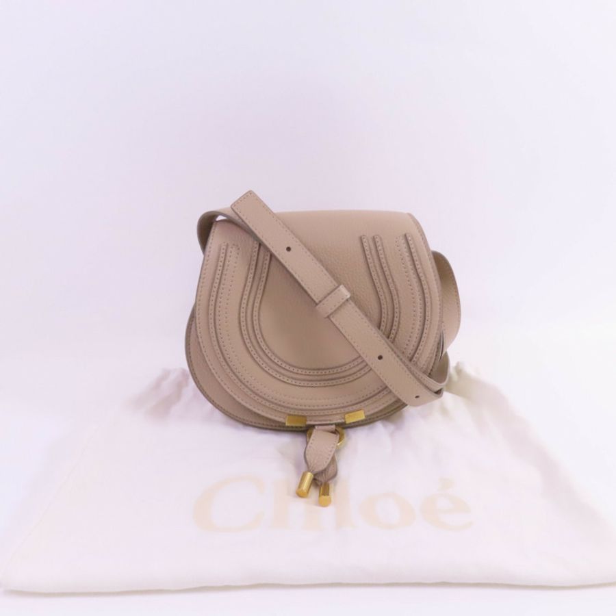 Chloe 牛皮皮革Small Marcie Saddle金扣肩背袋-14