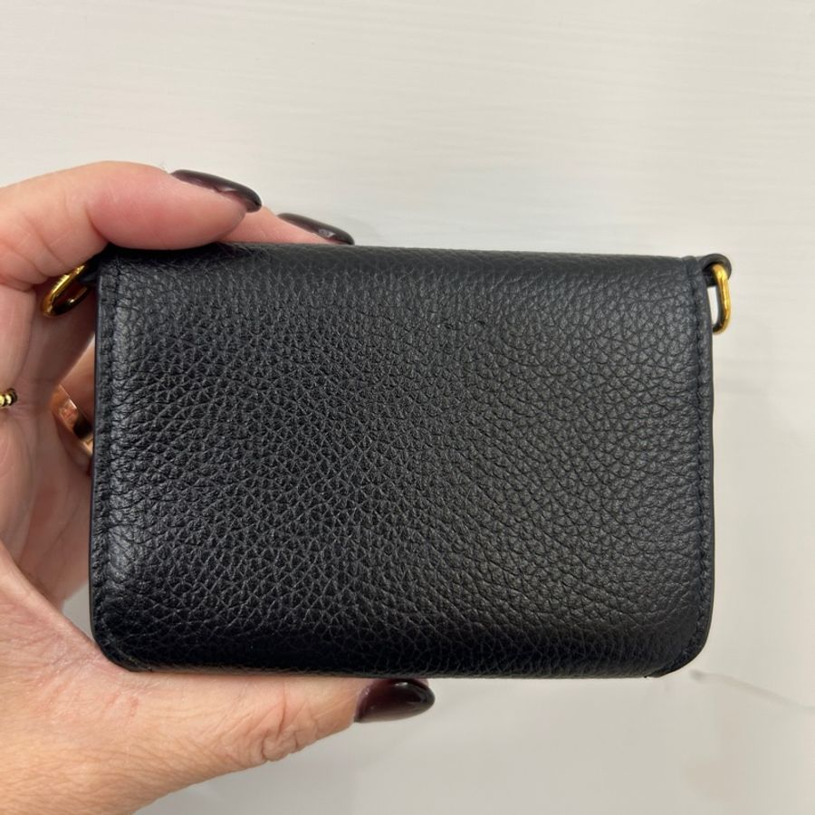 Balenciaga 黑牛皮前釦零錢袋後三折三卡短夾-4