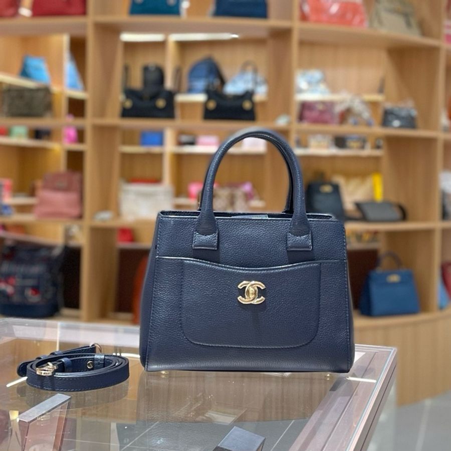 Chanel香奈儿 mini executive 藏蓝色牛皮tote-0