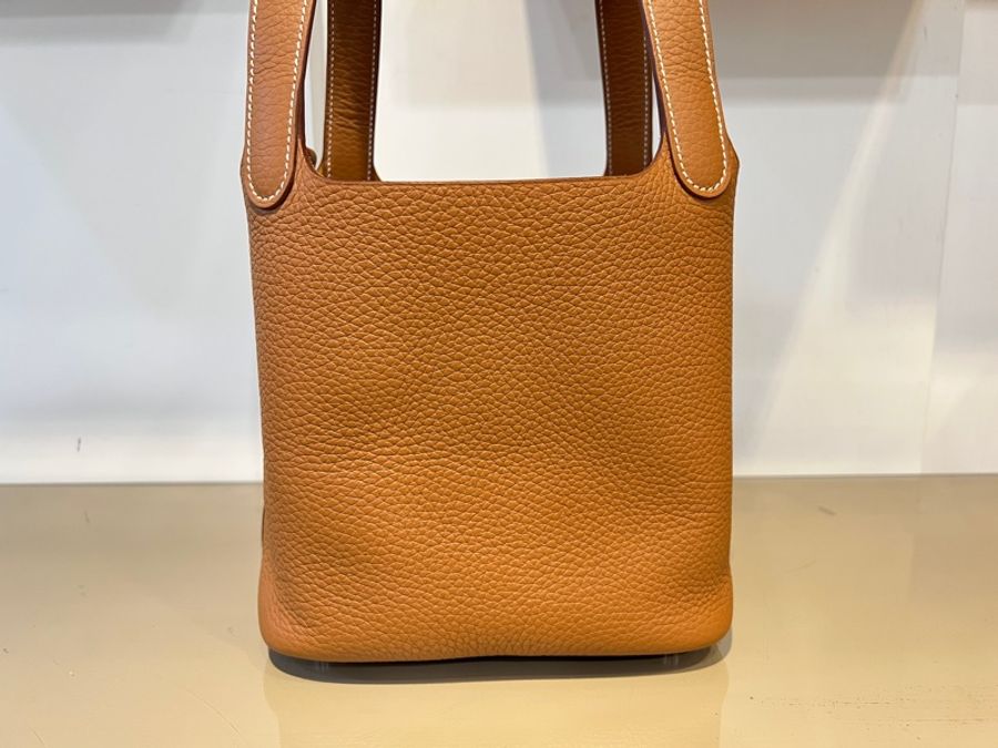 Hermes 金棕37T/C皮銀釦Picotin18手提包-7