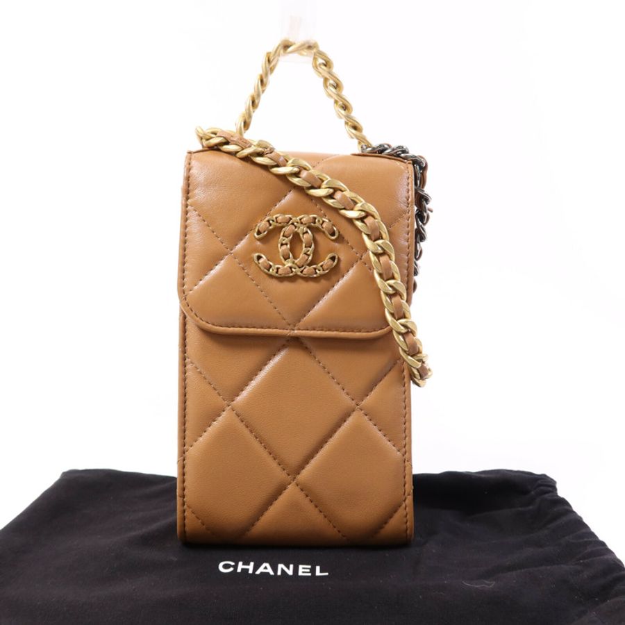 CHANEL 羊皮皮革CHANEL 19 Phone Bag金扣鏈帶手挽肩背兩用袋-8