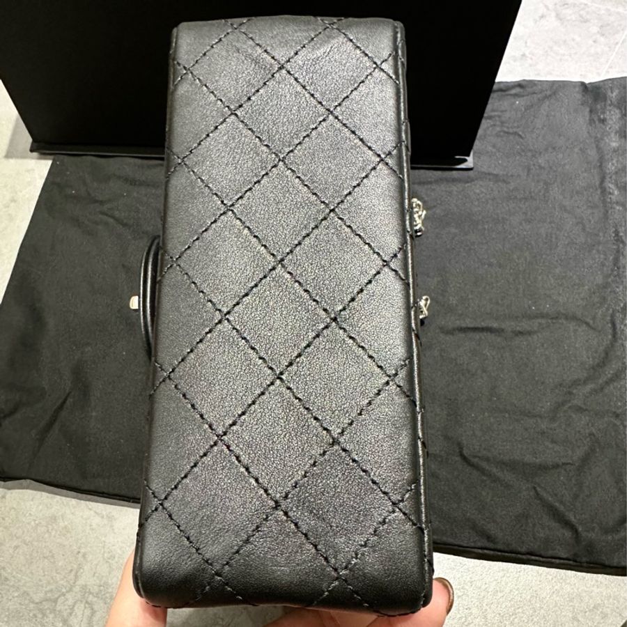 Chanel 2.55 mini 牛皮黑銀 晶片款-11