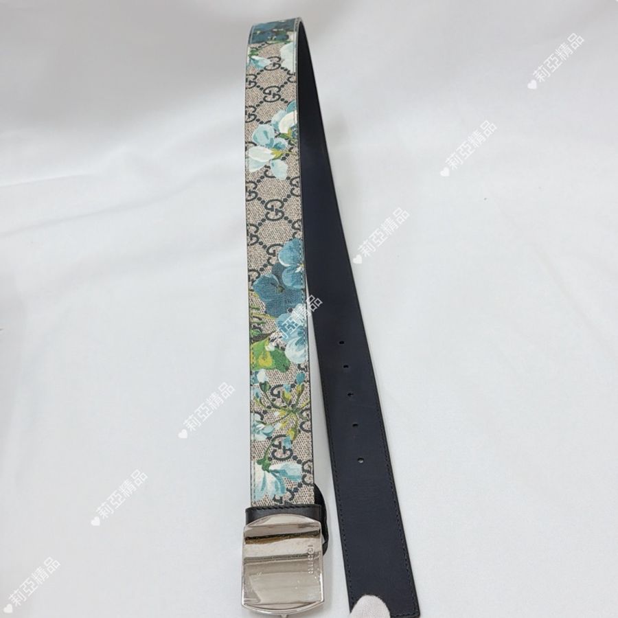 莉亞精品♡ Gucci 花卉皮帶 #85 寬度3.5 二手美品-3