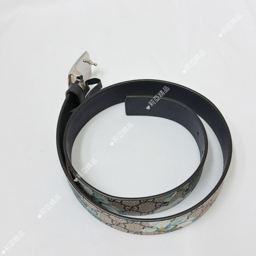 莉亞精品♡ Gucci 花卉皮帶 #85 寬度3.5 二手美品-8