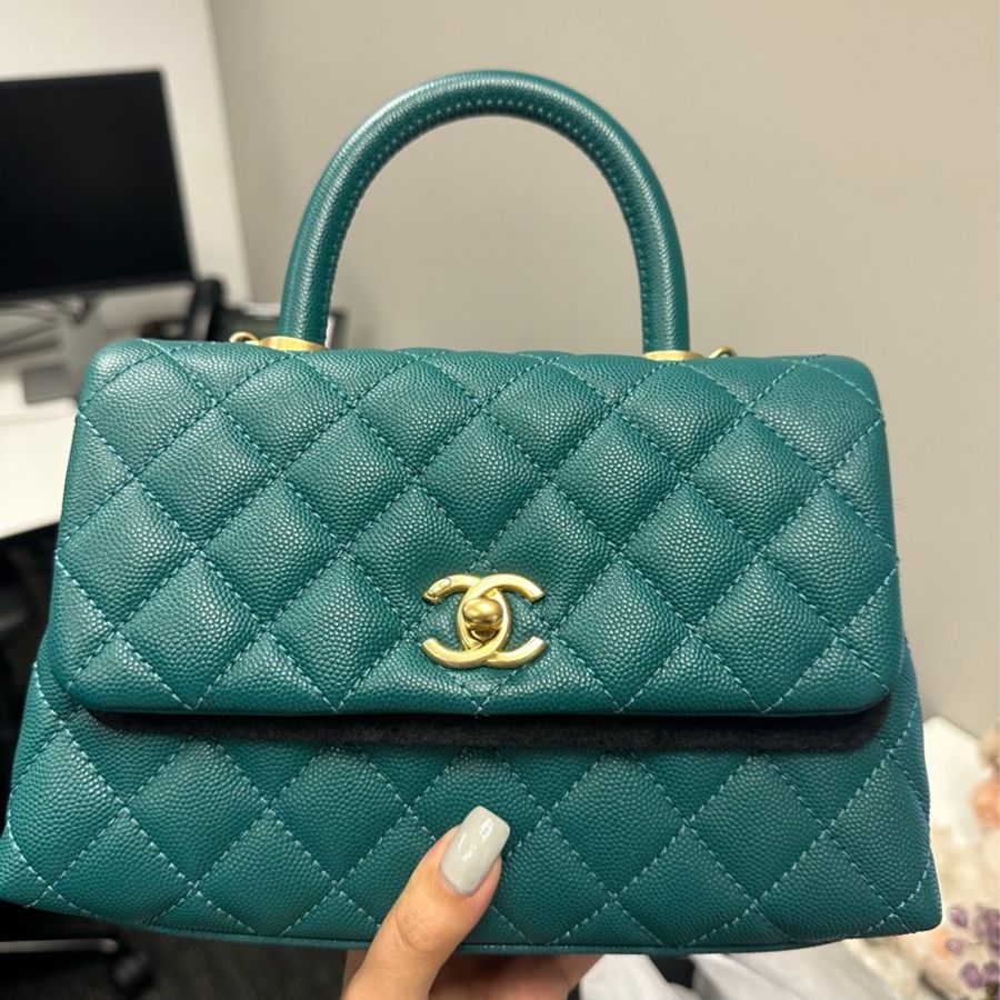 Chanel Coco Handle Small 荔枝牛皮寶石綠色(不包twilly)-0